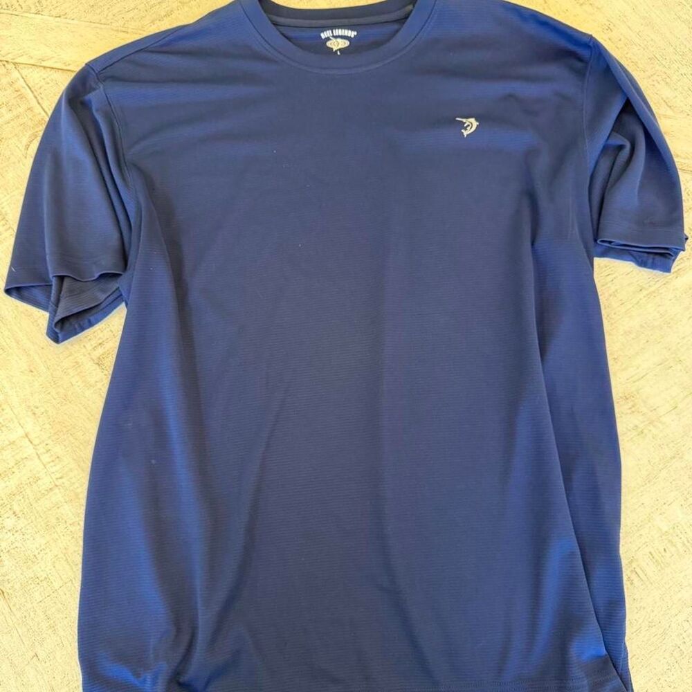 Reel Legends Men’s Large Navy Performance Fishing Shirt Marlin Logo